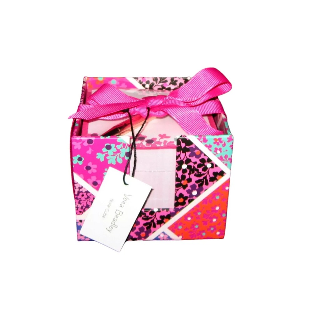 Vera Bradley Modern Medley Note Cube with 400 Blank Sheets and Black Ink Pen